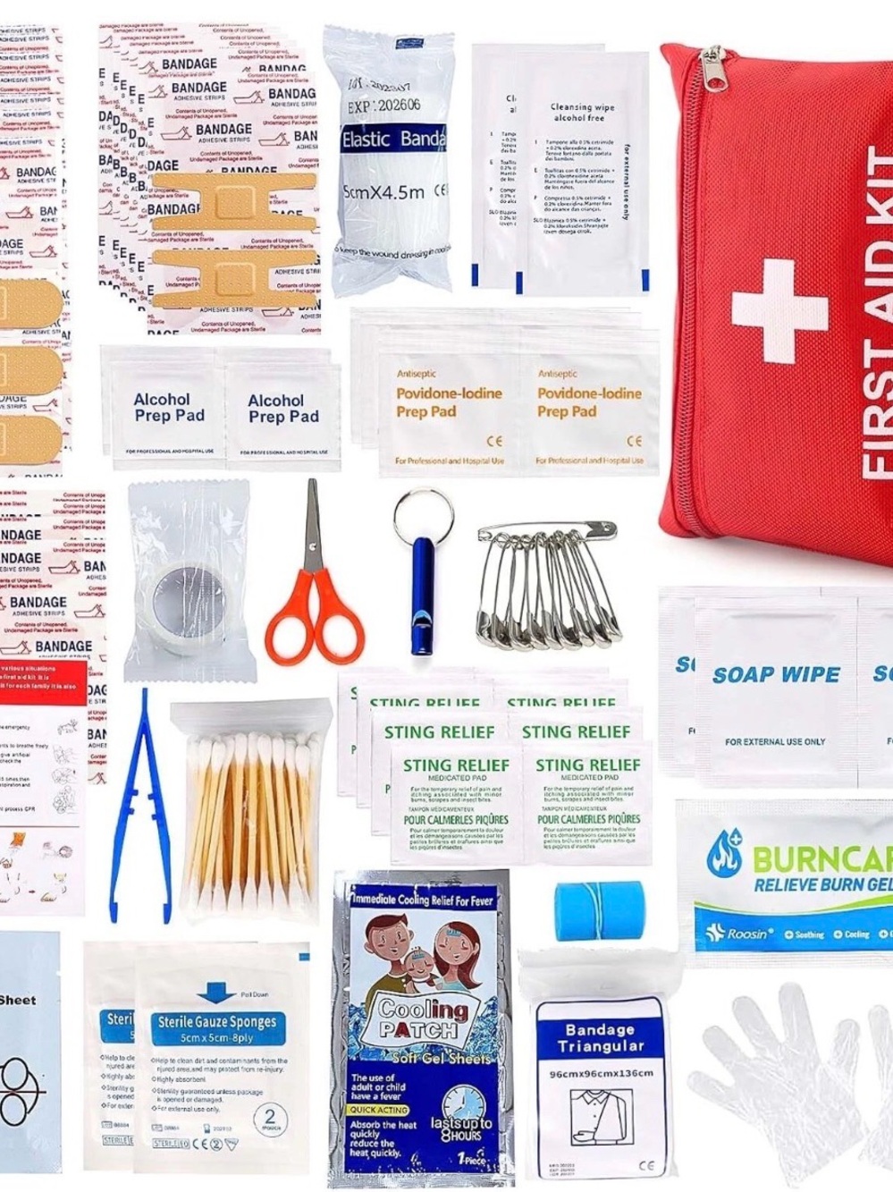 First Aid Kit Emergency Supplies — Red Portable Medical Organizer